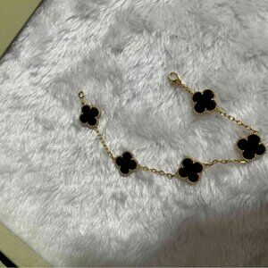 Van Cleef & Arpels Black and Gold Clover Bracelet